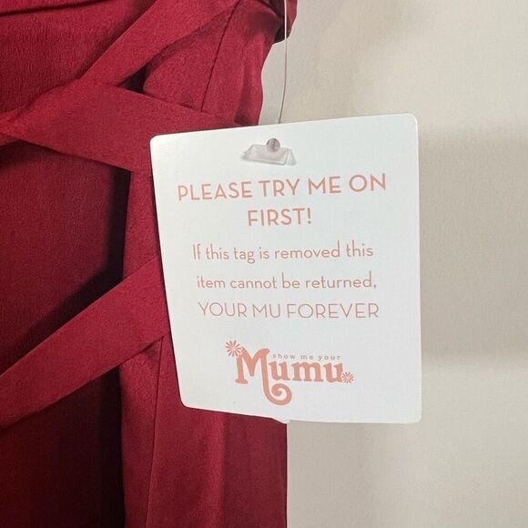 NWT Show Me Your MuMu Noelle Satin Wrap Dress Red Luxe XXXL - Picture 9 of 12
